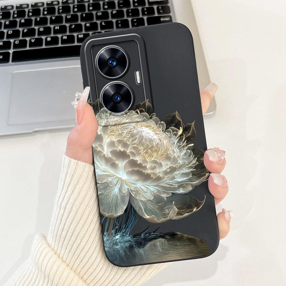 For Realme C55 Case RMX3710 Silicone Cute Cat Fashion Butterfly Flowers Love Painted Cover For Realme Narzo N55 Phone Case Funda