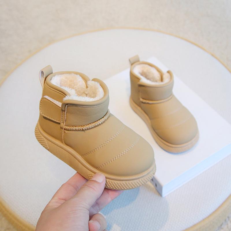 Children's snow boots, winter boys' short boots with thick fleece, girls' cotton boots, warm baby cotton shoes