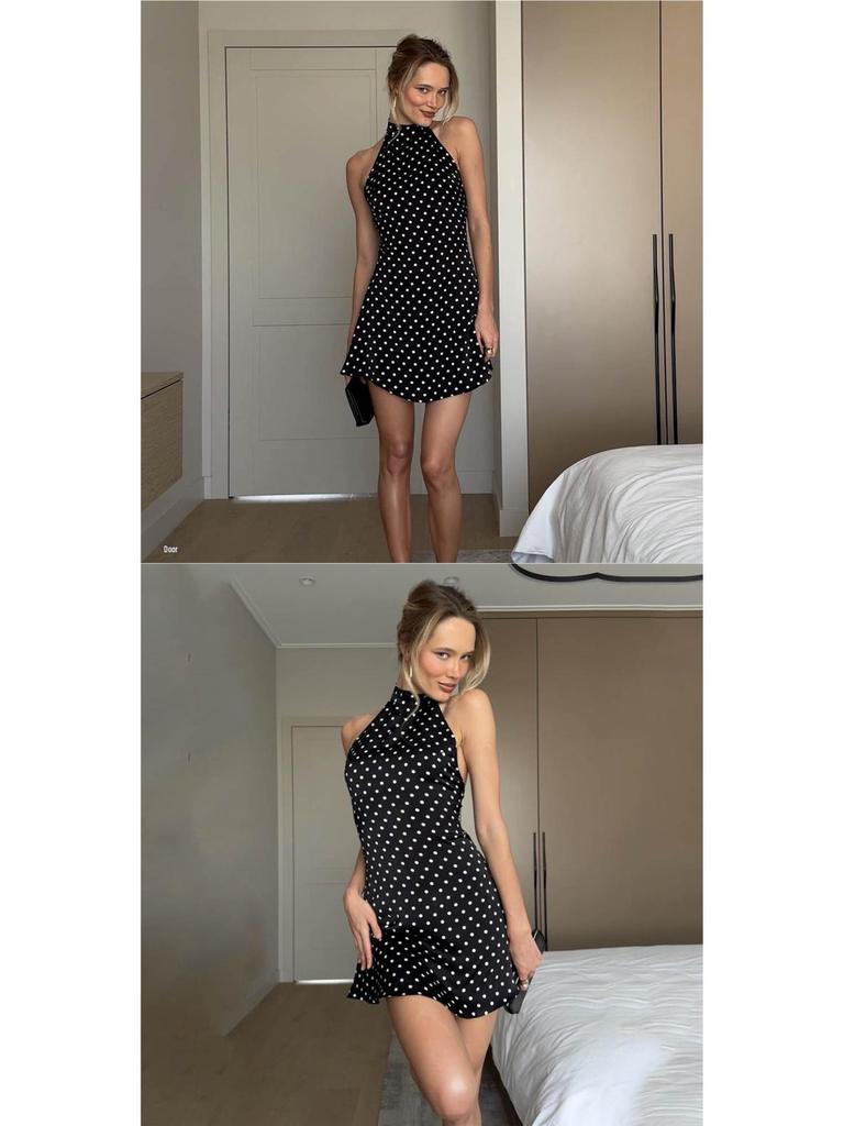 European & American Style Polka Dot Sleeveless Bodycon Dress