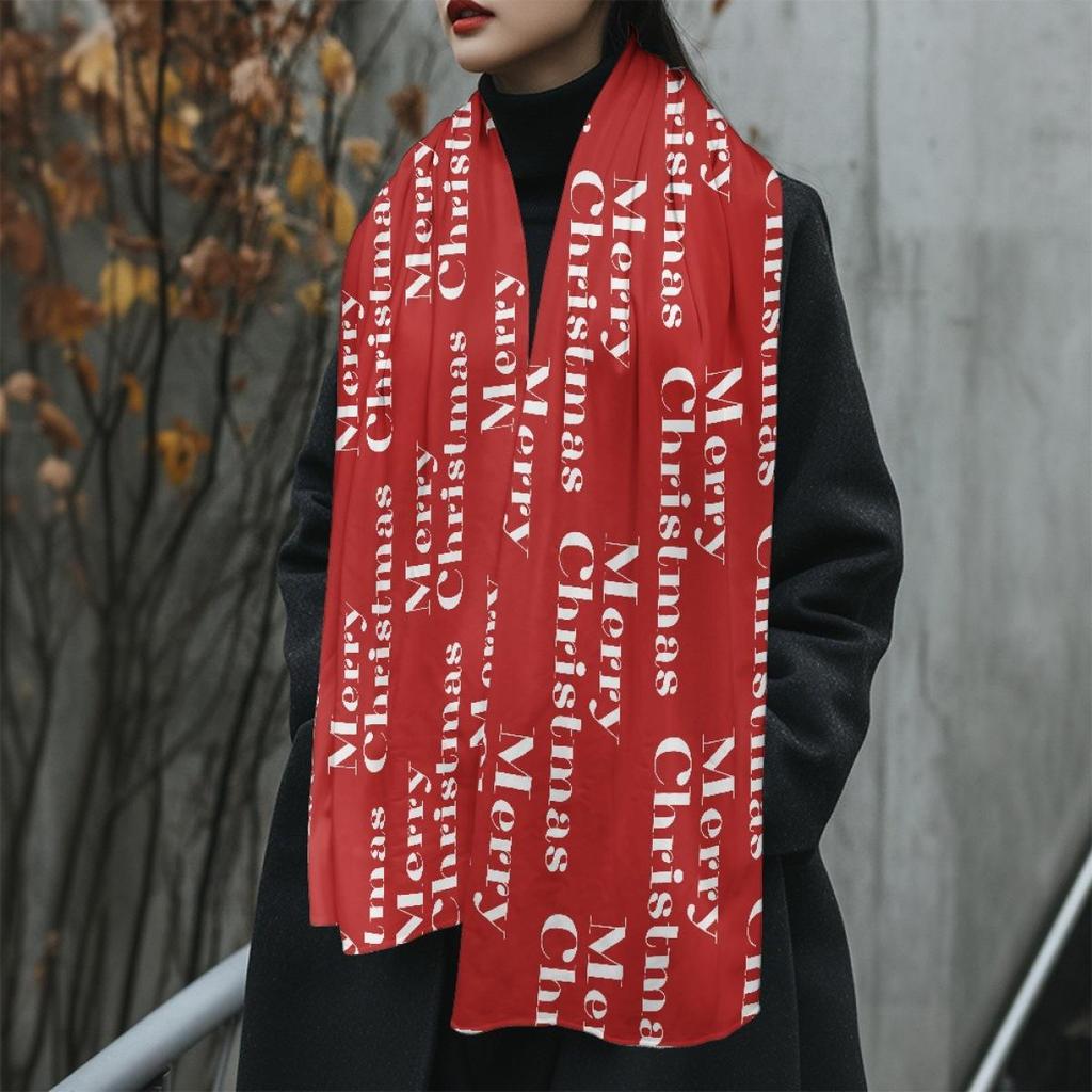 Pink Fleece-Lined Christmas Pattern Scarf for Girls