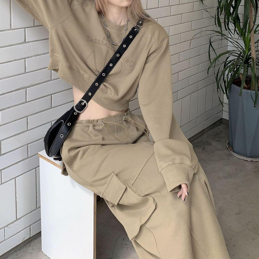 Women's Retro Long-Sleeve Printed Top & Skirt Two-Piece Suit - 2025 Autumn Fashion