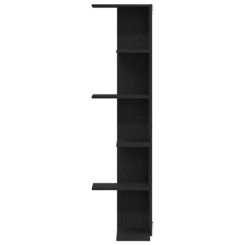 Wall Mounted Corner Shelf Black Oak Effect 36.5 x 36.5 x 140 cm