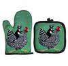 Blue Cat Pattern Microwave Glove Cute Baking Gloves and Mat Polyester Oven Mitt Insulation Potholder Kitchen Tools Accessories