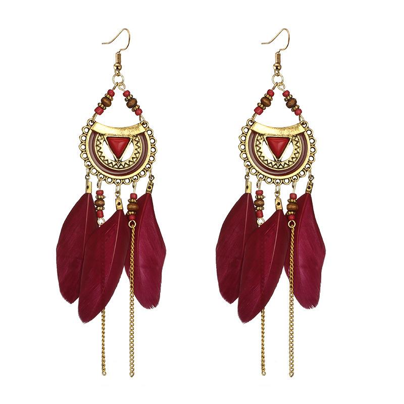 Bohemian Long Tassel Feather Earrings - Trendy Douyin-Inspired Design for Women