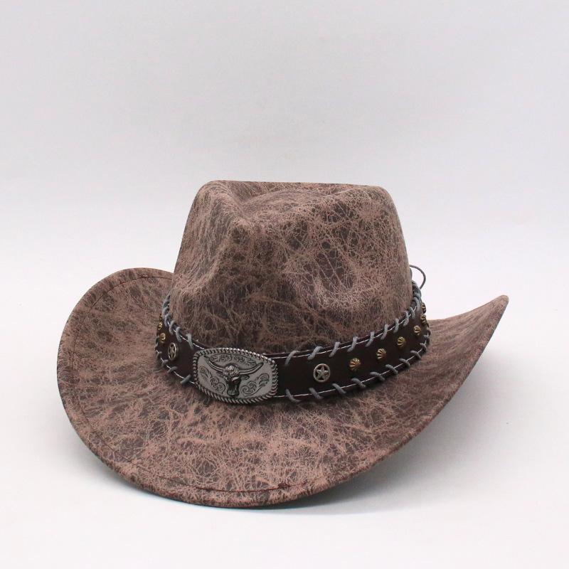 New ethnic style bull head riding jazz hat European and American cowboy hat peach heart cowboy hat