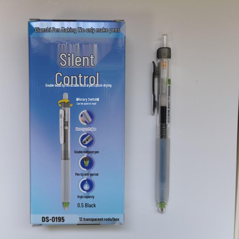 New Dianshi Silent Control 0.5mm Quick-Dry Smooth Black Pen - Large Capacity, Double-Ball (Model: DS0195) 0.5mm