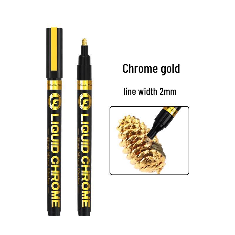 Wide Collection 843 Chrome Reflective Pen: Silver Plated Marker for DIY & Gundam Models.
