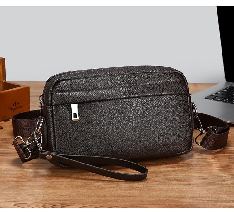 

Мужская водонепроницаемая износостойкая однотонная сумка кросс-боди через плечо темно-коричневого