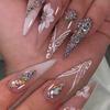 Cross-border Full Diamond Butterfly Wings Long Tip Wearing Nail Light Luxury Flash Diamond Long Nail Art Finished Nail Piece High Sense Nail