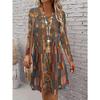 Women's Printed Round-neck Oversized Dress, Comfortable Fall/winter Pullover Shirt