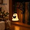 Small Bookshelf Display Hanging Ghost Book Light, Spooky Iron Decor with Warm Retro Lamp Glow, Gothic Reading Corner Ambient Lighting for Halloween