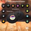 Non-slip Solid Wood Cup Mats Retro Elk/Vinyl Record Coasters, Decorative Wooden Mats, Insulated Table Natural Decor for Home Office Mat, Non