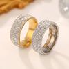 European-American Five-Row Stainless Steel Couple Ring - Stylish Mud Drill Design
