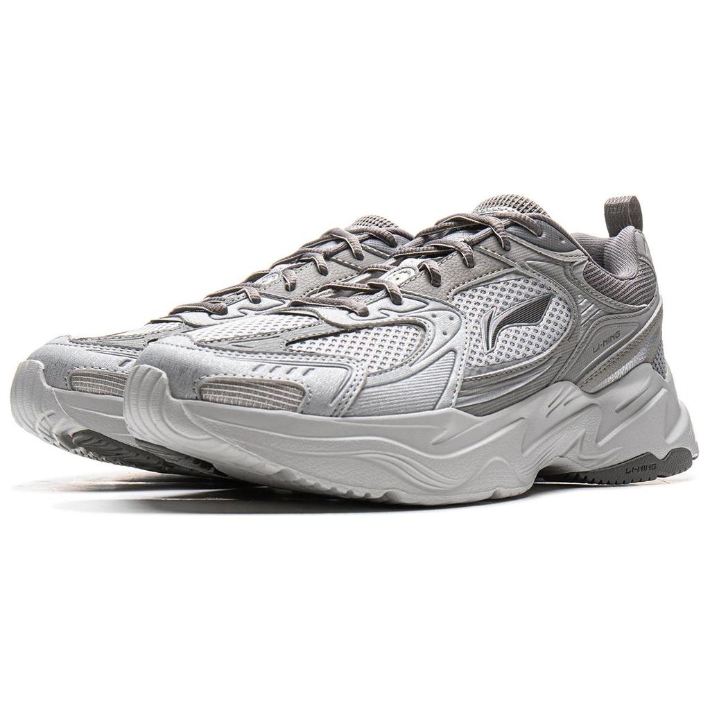 Li Ning Shooting Stars 2K Cushioning Slip Resistant Abrasion Resistant Support Low Top Chunky Sneakers Men's Gray AGCU329-3