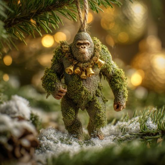 Sasquatch Christmas Ornament 2D Flat Acrylic Hanging Charm Xmas Tree Decoration Festive Gift for Surf Lovers