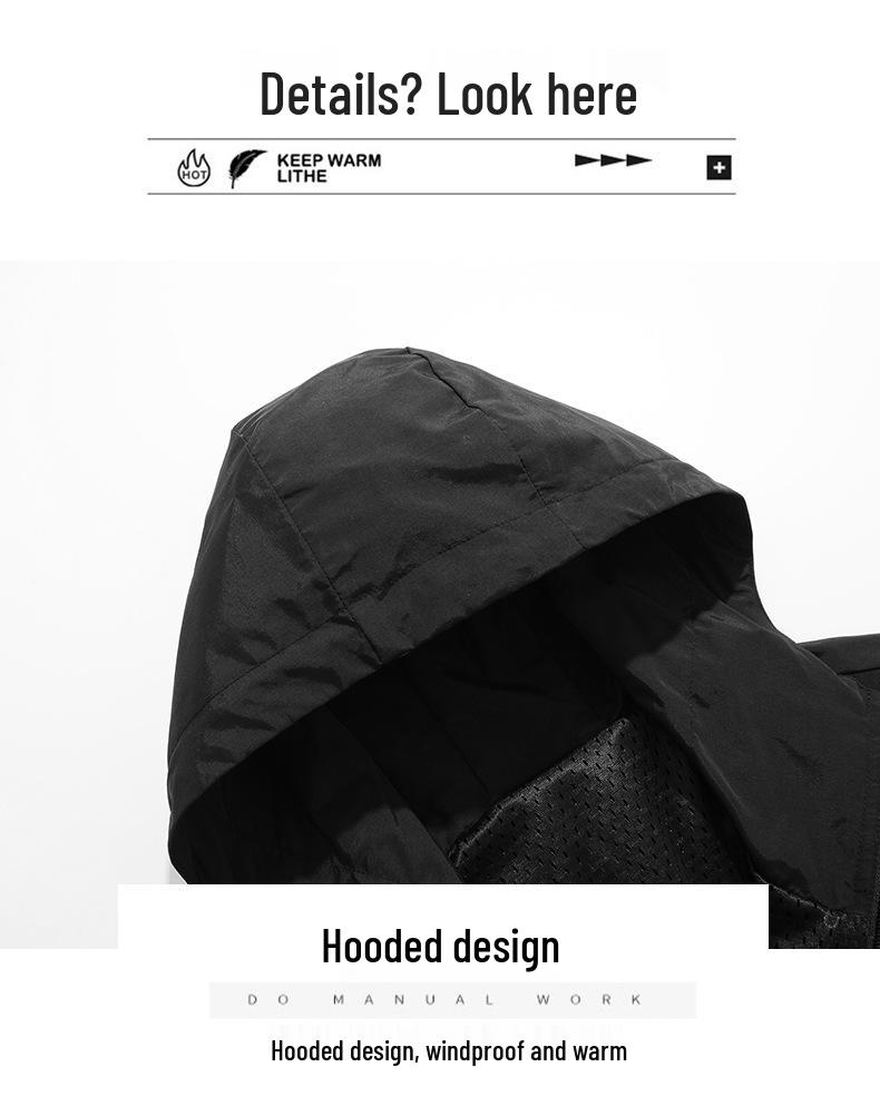 Men's Versatile Spring/Autumn Outdoor Hooded Pullover Jacket - Trendy and Fashionable
