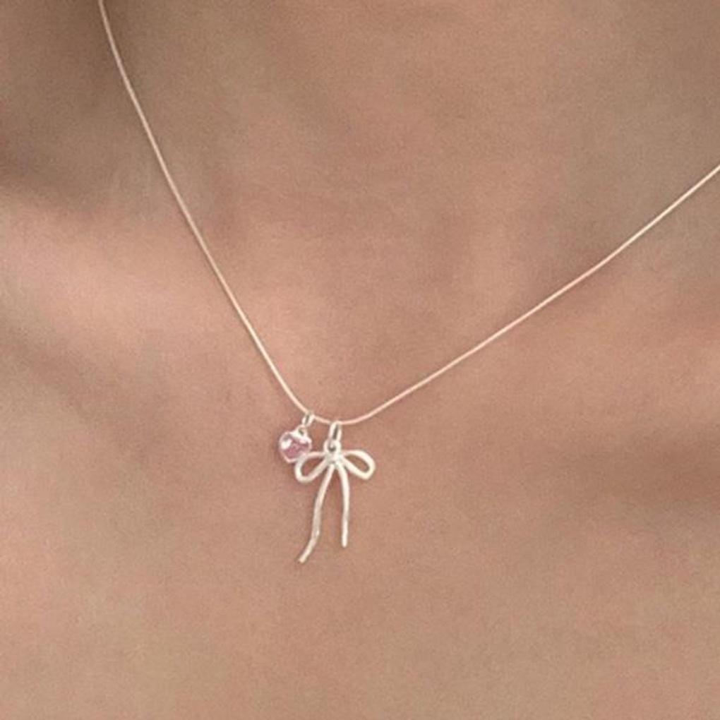 Women's Daily Free Chain Pink Heart Necklace