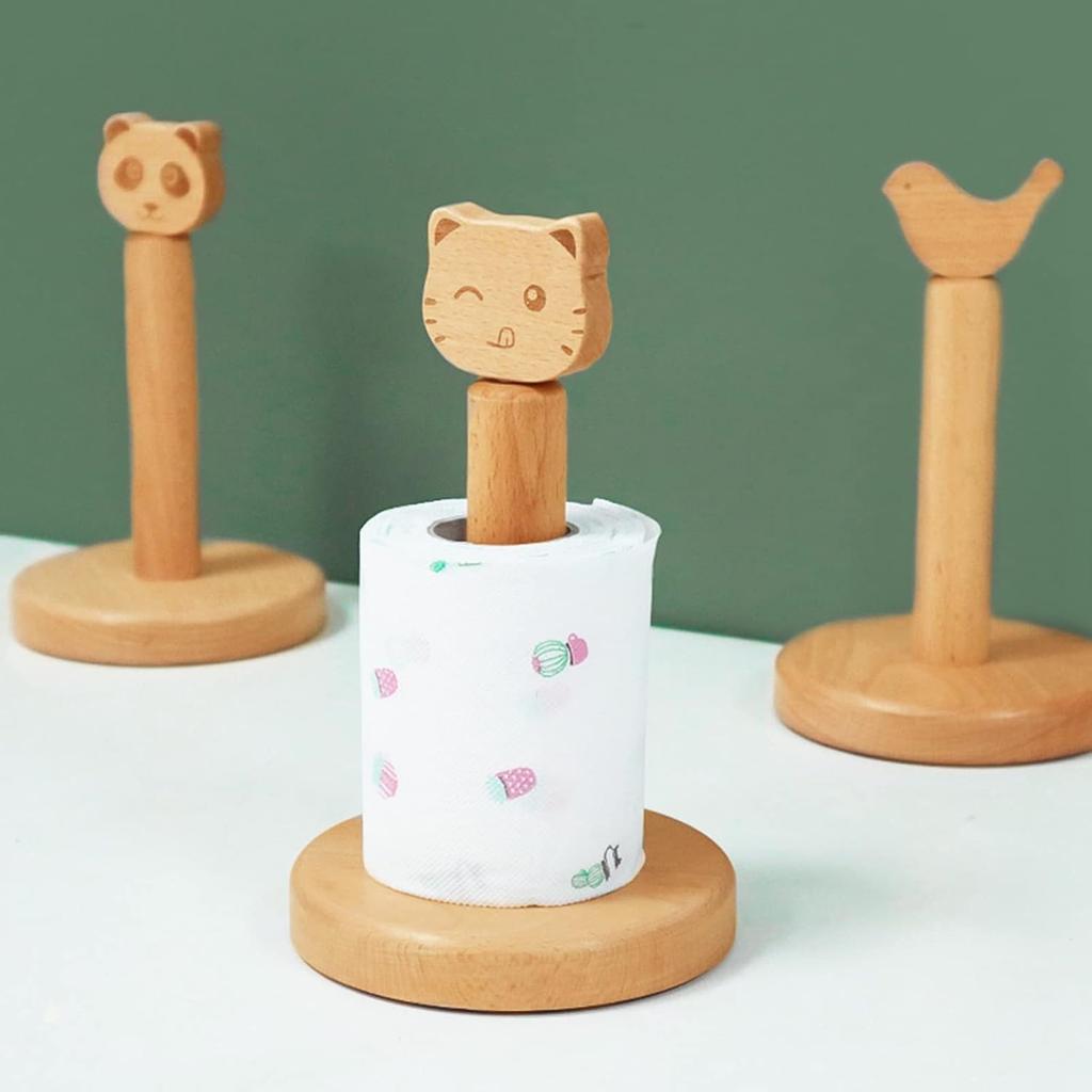 Wooden Paper Towel Holder, Cute Paper Holder Animal Shape Toilet Tissue Paper Roll Holder Storage Stand Wood Paper Towel Holder(Bird)