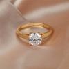 Simple Female White Crystal Stone  Luxury Gold Color Wedding Rings For Women Luxury Round Zircon Engagement Thin Ring