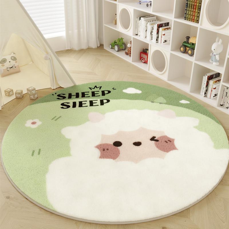 Nordic Style Carpets for Living Room Plush Round Bedside Rug Large Area Children Bedroom Decor Carpet Thickend Cartoon Floor Mat