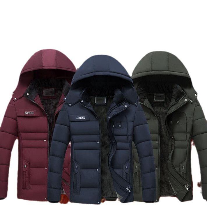 Winter Trendy Kälteschutz Kapuzenjacke Oberbekleidung Waschbar Herren Thermomantel Einfarbig für Outdoor Winddichte Freizeit Oberbekleidung für Männer
