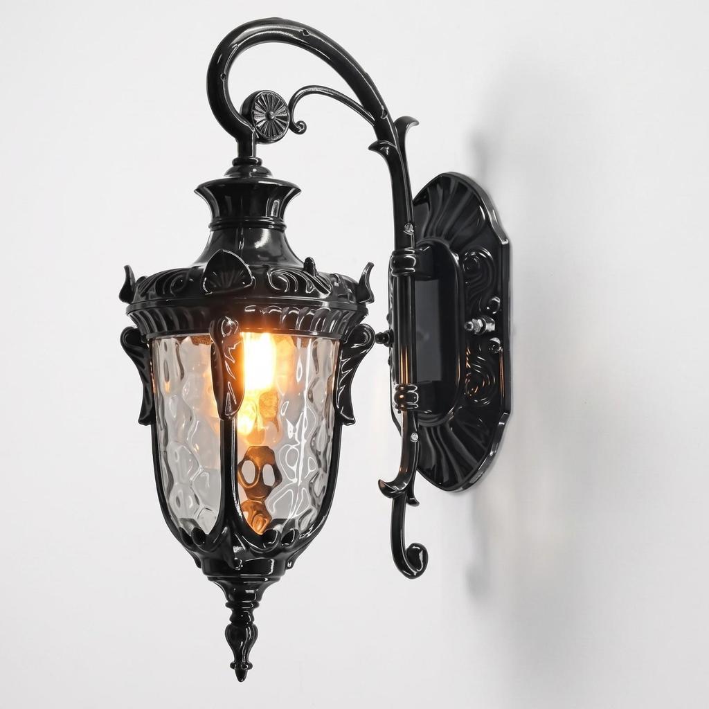 Weatherproof Outdoor Wall Sconce with Glass Shade Farmhouse Lantern