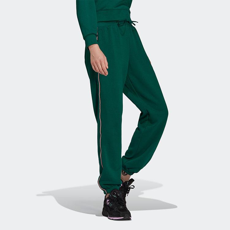 Adidas Originals Sweatpants Lace-Up Cuffed Retro Spliced Knitted Sports Pants Women Bottoms Green HL0032