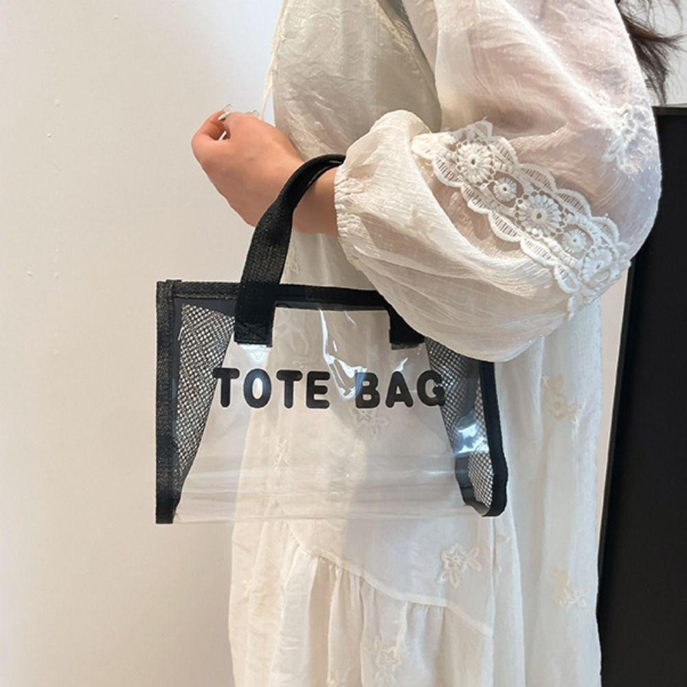 All-match PVC Beach Bag Large Capacity Waterproof Handbag Transparent Jelly Bag  Cosmetic Bag