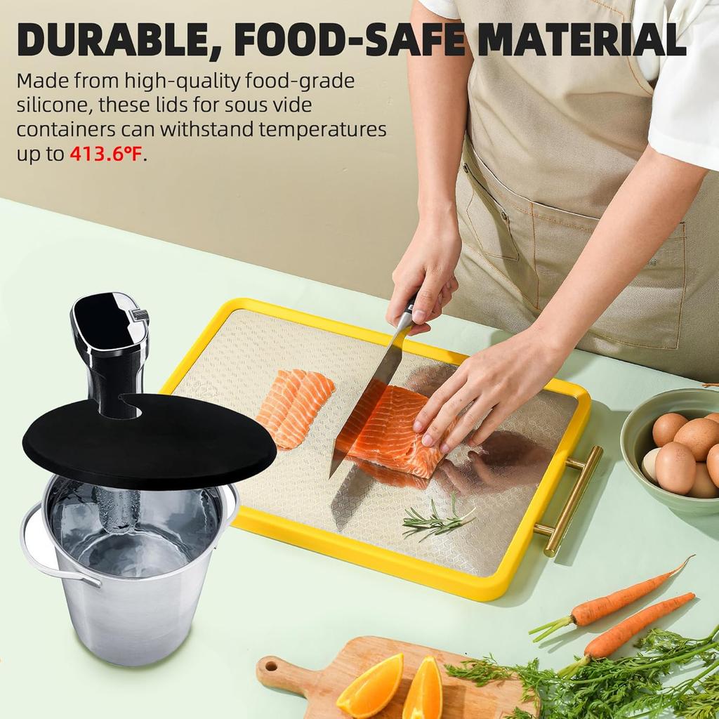 Sous Vide Precision Cooker Silicone Lids Compatible with Anova Fits Up To 10.5" Stock Pots, Silicone Sous Vide Lids for Prevent Water Evaporation and