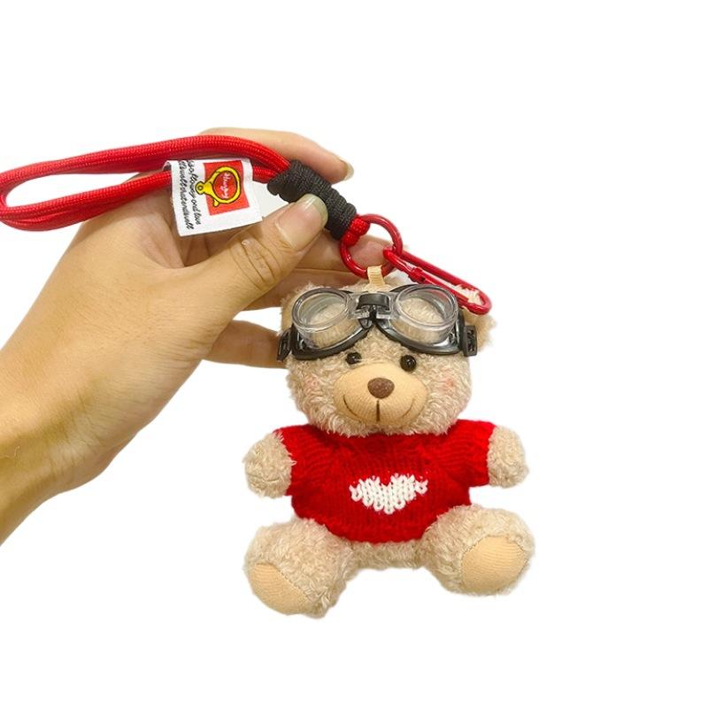 Cool Teddy Bear Plush Keychain Cute Stuffed Animal Pendant For Student School Bag Backpack Charm Accessory