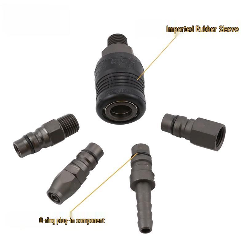 Noshure 20SH Black Steel Air Quick Coupler CN Plug (adapter Included)