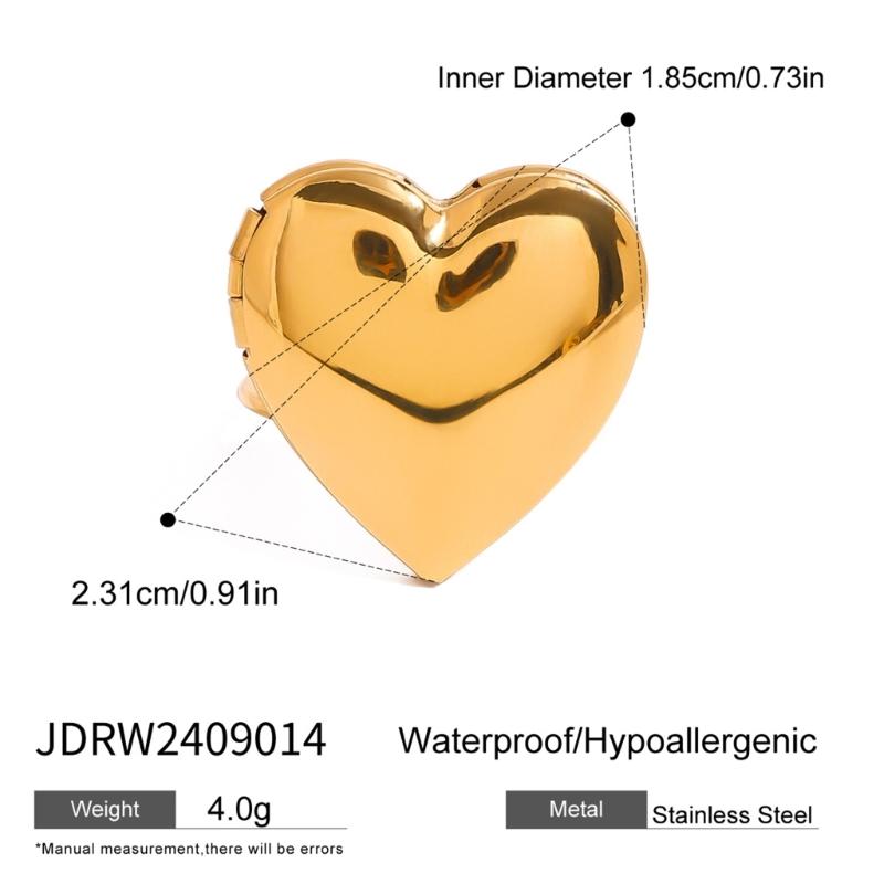 Heart Photo Locket Rings Fashionable Women Rings Adjustable Open Rings Stainless Steel Finger Jewelry for Any Occasion