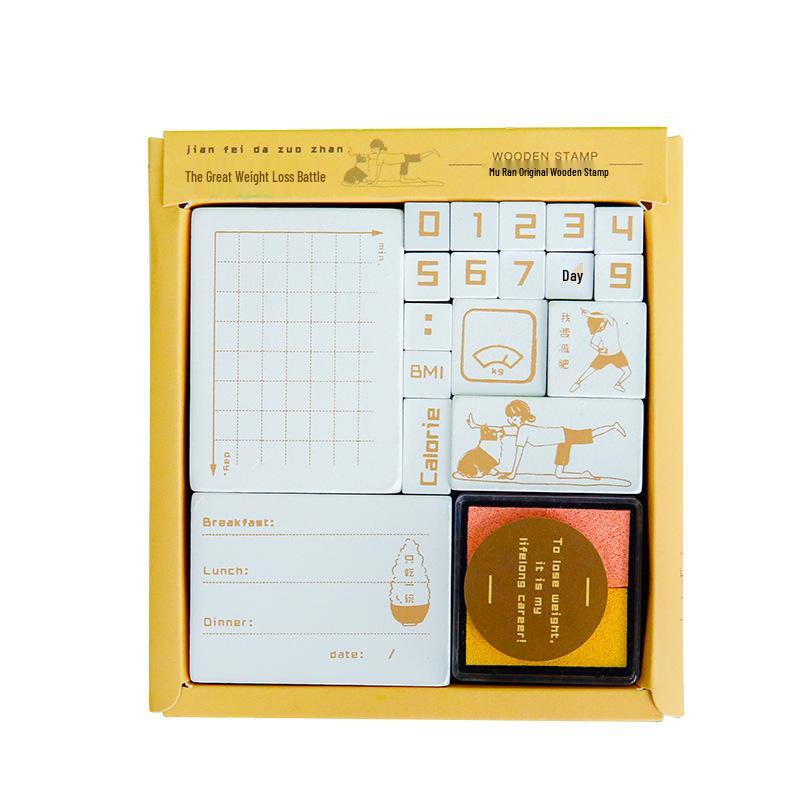 Mu Ran Creative Wooden Stamp Set: Cute Retro Life Apocalypse Theme.