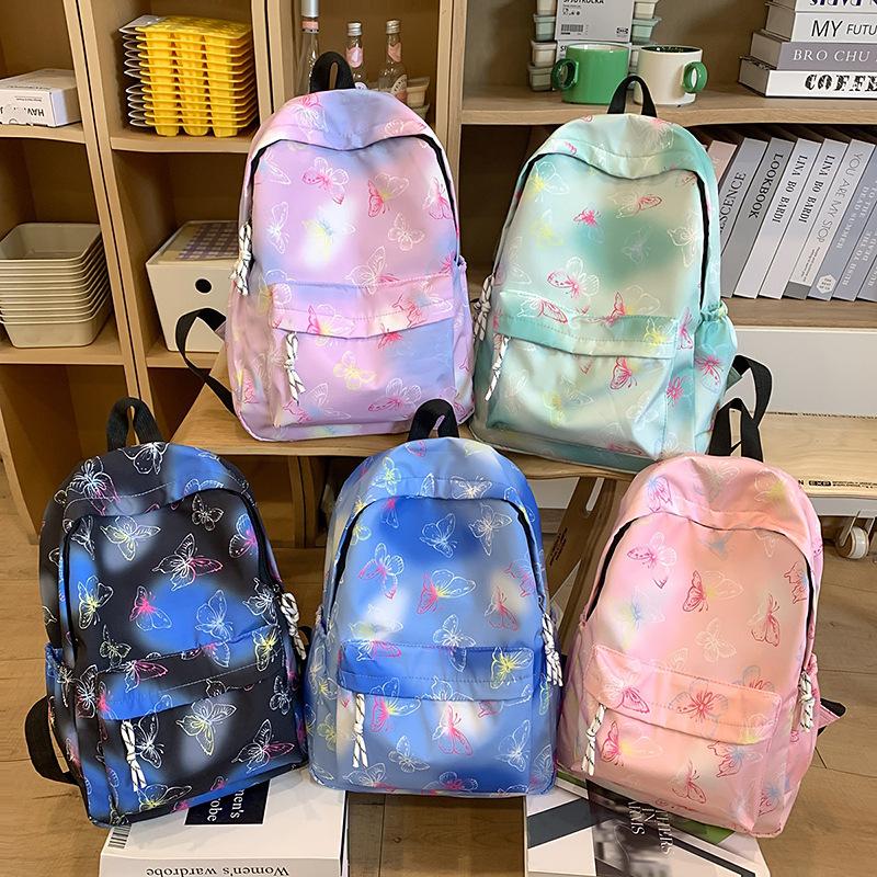 Butterfly Print Backpack Lightweight Backpack Large Capacity Campus Student Schoolbag