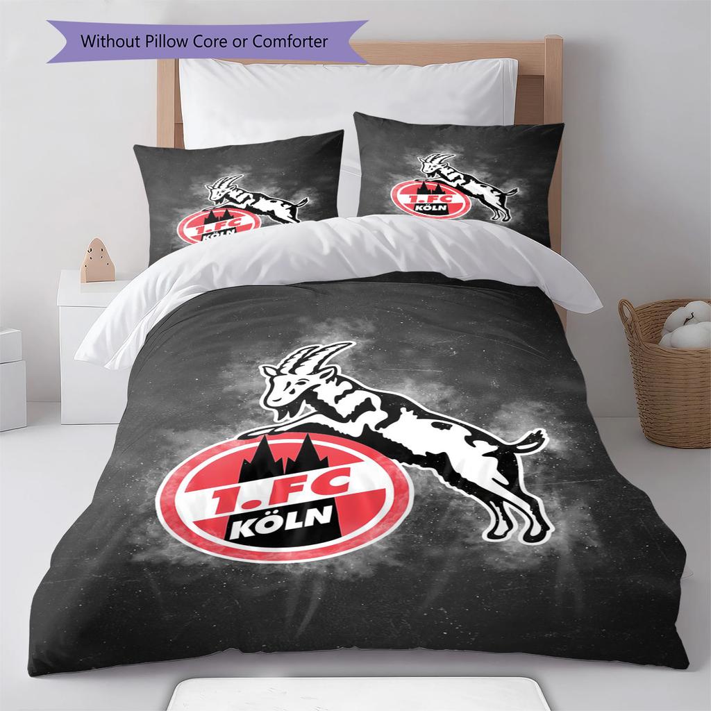 1. FC Köln Pattern Bedding Set Quilt Cover Pillowcase Home Decor Gift (1 * Duvet Cover + 2 * Pillowcase, Without Core)
