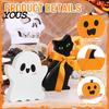 Halloween Atmosphere Props for Photos 3Pcs/Set Tiered Tray Decorations, Cute Ghost Pumpkin Black Cat Decorative Wood Crafts Shelves Ornaments, Wooden
