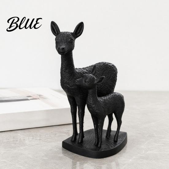 Warm Home Decoration Mom And Child Deer Statue, 3D Printed Deers Ornament, Modern Soft Family Vibe Ornament Black Figurine, Tabletop for Office Living