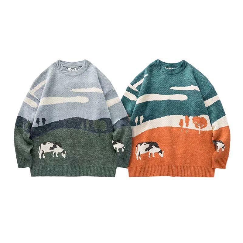 Japanese Retro Knit Sweater - Unisex Trendy Fall/Winter 2022, Round Neck, Loose Fit