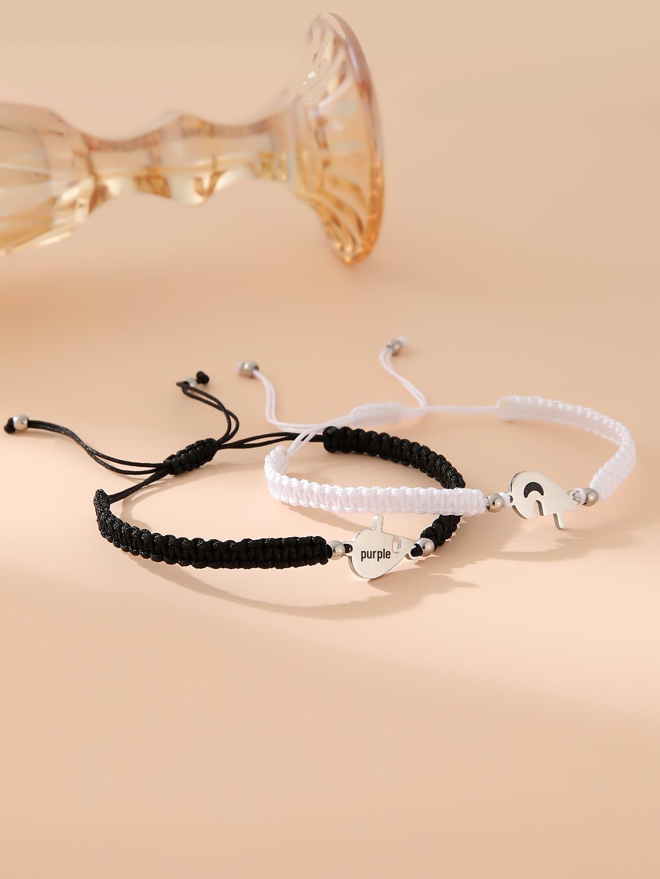 

Браслет-пазл ручной работы с регулируемым размером в виде сердца, солнца и луны для пары, для мужчин и женщин