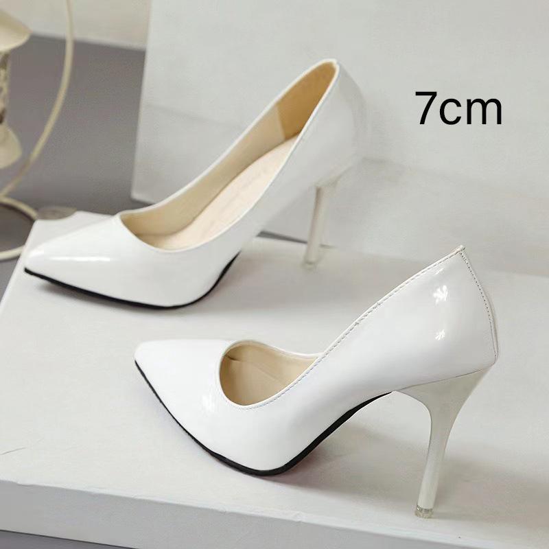 Scarpe décolleté da donna con tacco alto Moda Pelle verniciata Punta stretta Tacco sottile Scarpa da sposa Sexy