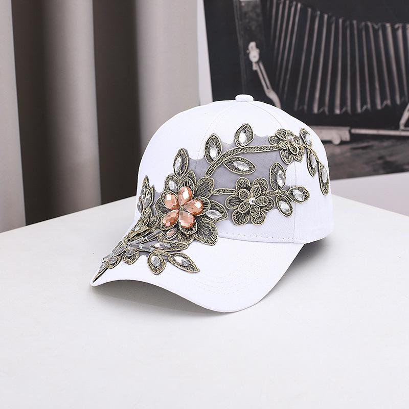 European-American Luxury Rhinestone Sun Protection Baseball Cap for Women