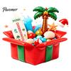 Easy Apply Window Decals Christmas in July Clings, Tropical Summer Candy Cane Gift Box Clings Decal, Beach Hawaiian Xmas Party Decoration for