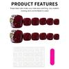 12pcs Rhinestone Red Fake Toenail Burgundy Shiny False Toenails Rhinestone-Edged for Shopping Traveling Dating
