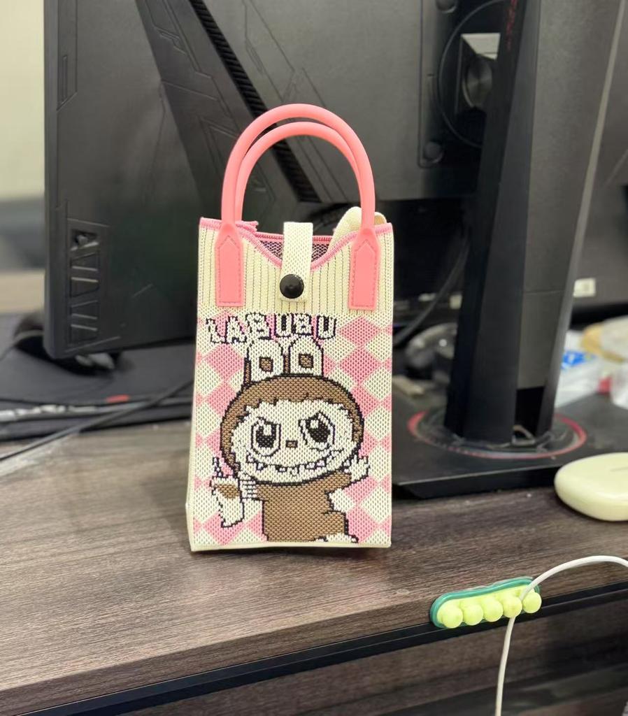 Labubu niedliche gestrickte Umhängetasche Geldbörse Handtasche