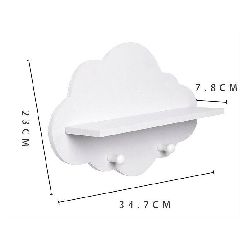 New Wooden Cloud Shelf Floating Shelves Wall Mounted Punch Free Kids Bedroom Bathroom Kitchen Office Storage Display Organizer