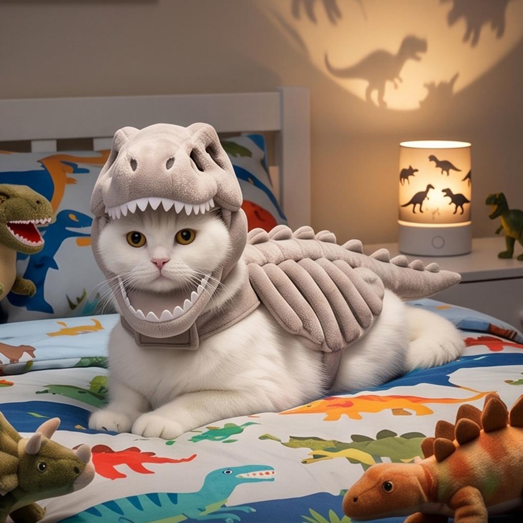 Dog Cat Dress Up Dark Dinosaur Skeleton Print Halloween Funny Pet Costume Small Medium Dogs Cats Clothes