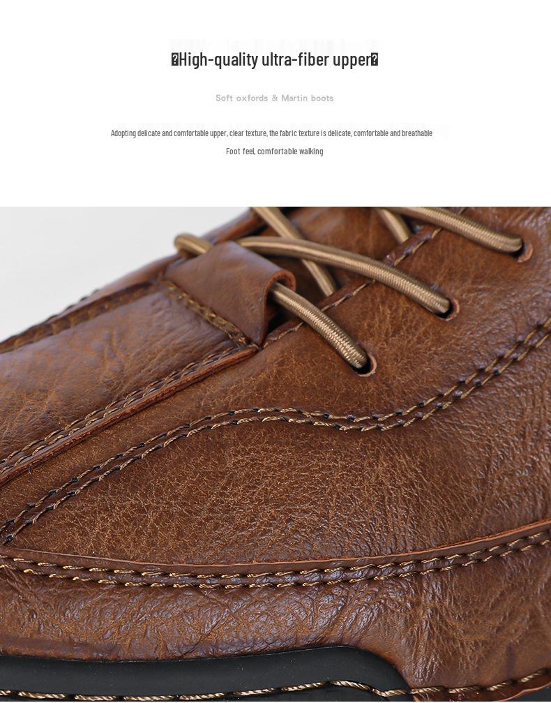 Men's Genuine Leather Soft Sole Casual Shoes - Autumn/Winter Large Size, Handmade and Comfortable.