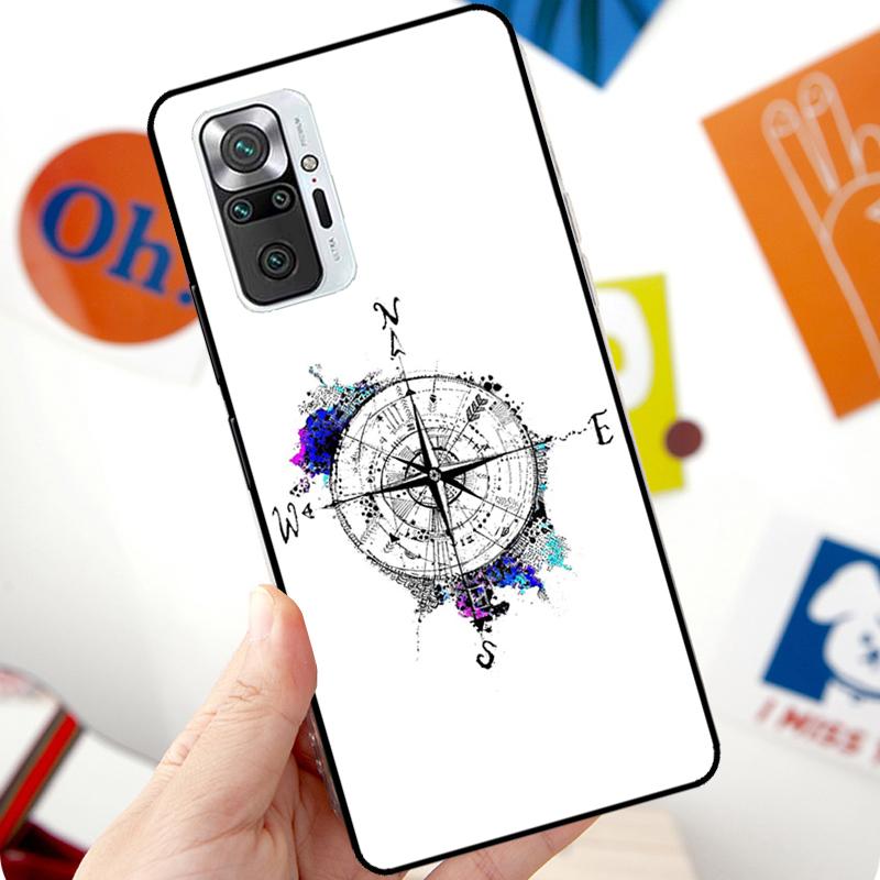 World Map Compass Nautical Case For Xiaomi Redmi Note 12 Pro 11 8 9 10 Pro 9S 10S 11S 12S Redmi 12C 10C 9C 10A Cover