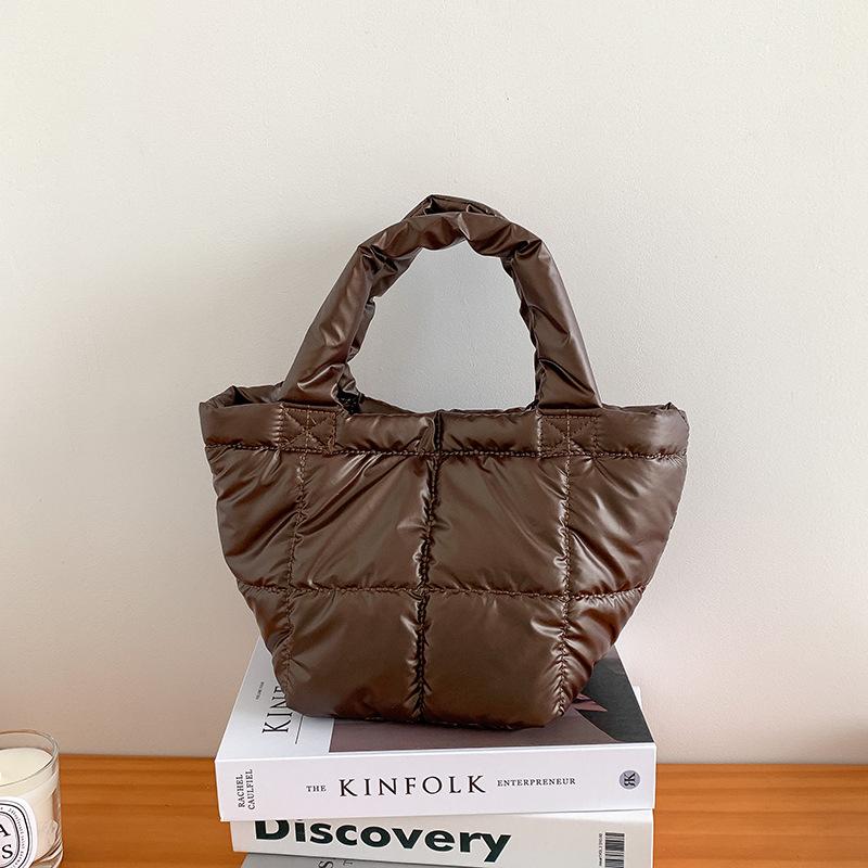 Winter Down Tote Bag for Women Puffer Handbag Trendy Chic Puffy Top Handle Bag Quilted Padded Shoulder Designer Shopper Bag