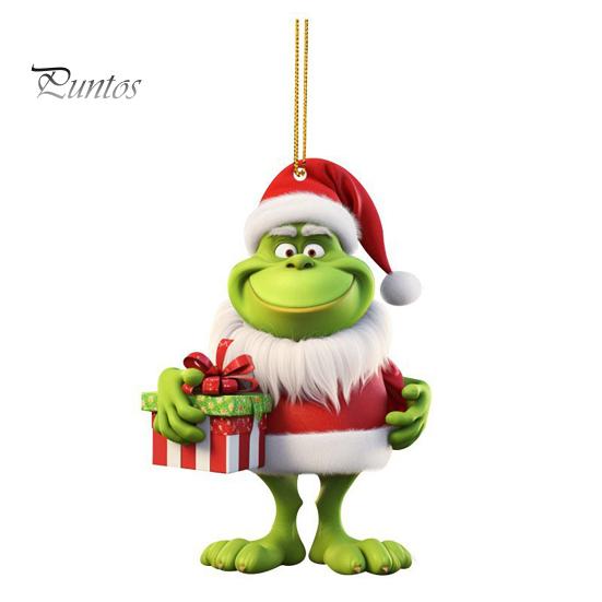 Christmas Green Elf Hanging Decoration Santa Claus Green-haired Elf Acrylic Home Office Xmas Tree Wall Window Hanging Ornament Pendant